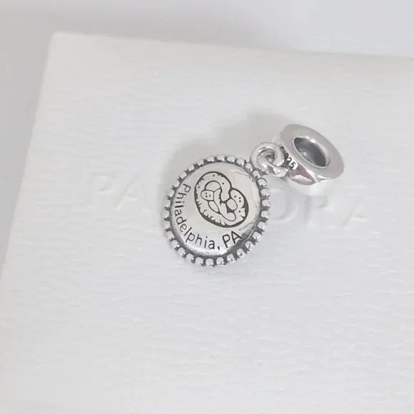 Pandora Philadelphia, PA Pretzel Exclusive Dangle Charm with box - Picture 5 of 8